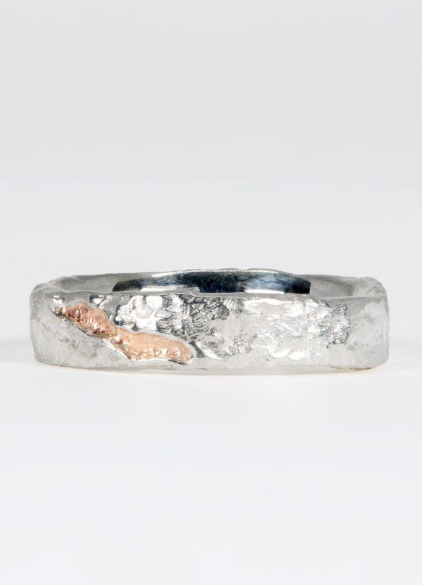 Silver Flux Ring with 9ct Red Gold Fissure James Newman Jewellery