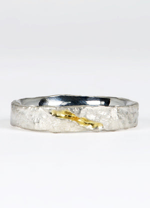 Silver Flux Ring with 9ct Yellow Gold Fissure James Newman Jewellery
