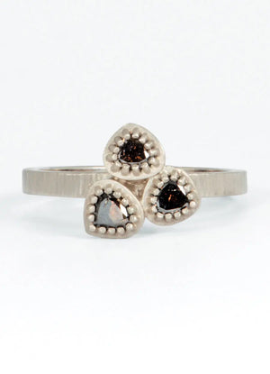 Trillion Cut Chocolate Diamond and 18ct White Gold Cluster Ring James Newman Jewellery