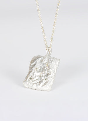 Diamond Encrusted Square Silver Flux Pendant James Newman Jewellery