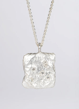 Diamond Encrusted Square Silver Flux Pendant James Newman Jewellery