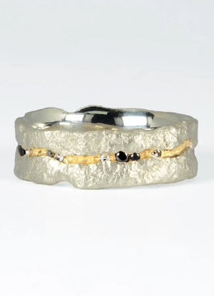 White & Yellow Gold Diamond Flux Canyon Ring James Newman Jewellery