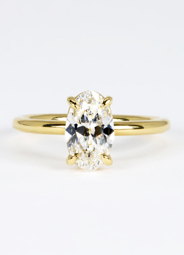 1.55ct Elongated Oval Diamond Solitaire Ring James Newman Jewellery