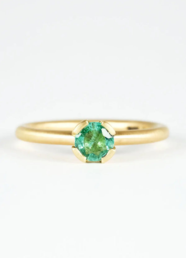 Brilliant Cut Emerald & 18ct Yellow Gold Ring - James Newman Jewellery