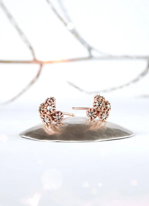 9ct Red Gold Cluster Studs - James Newman Jewellery