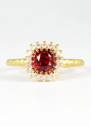 1.77ct Red Spinel and Pink Diamond Halo Ring - James Newman Jewellery