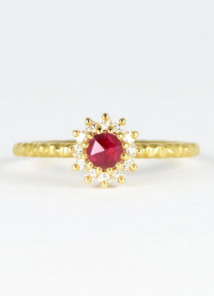 30pt Ruby & 18ct Yellow Gold Flora Ring - James Newman Jewellery