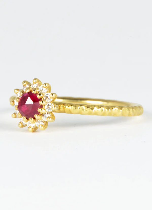30pt Ruby & 18ct Yellow Gold Flora Ring - James Newman Jewellery