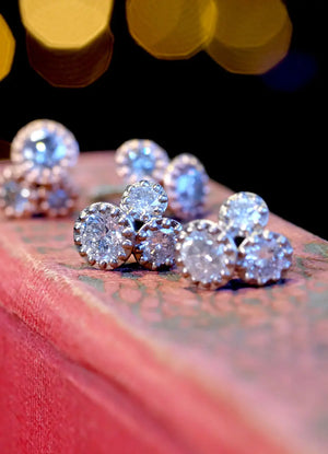 Fiori Tri-Set Diamond 18ct White Gold Studs - James Newman Jewellery
