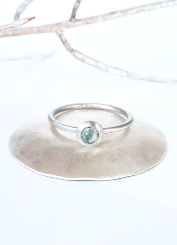 Green Sapphire Palladium Ring - James Newman Jewellery