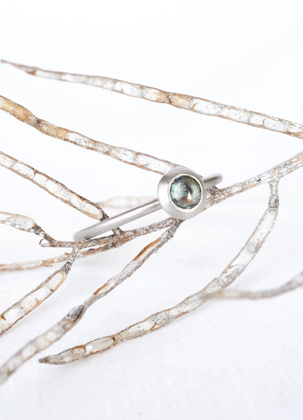 Green Sapphire Palladium Ring - James Newman Jewellery