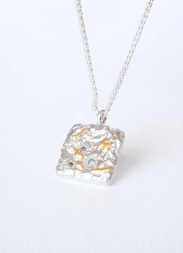 Salt and Pepper Diamond Encrusted Flux Pendant with Gold Detail - James Newman Jewellery