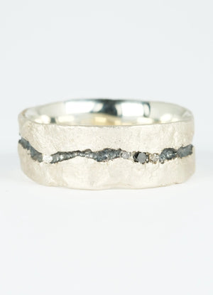 White Gold Diamond Flux Canyon Ring - James Newman Jewellery