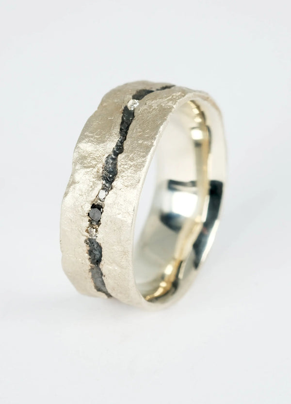 White Gold Diamond Flux Canyon Ring - James Newman Jewellery